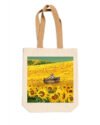 Boat in Sunflower Meadow Canvas Tote